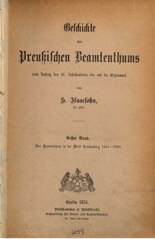 Das Beamtentum in der Mark Brandenburg 1415-1604