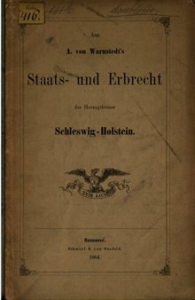 Aus A. von Warnstedts Staats- und Erbrecht der Herzogtümer Schleswig-Holstein