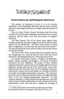 Soviet Democracy and Bourgeois Democracy