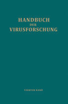Handbuch der Virusforschung: 4. Band (III. Ergänzungsband)
