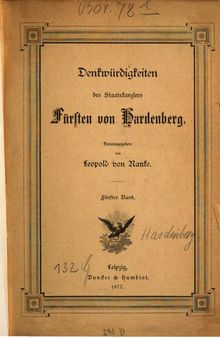 Denkwürdigkeiten des Staatskanzlers Fürsten von Hardenberg