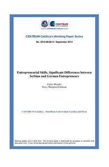 Entrepreneurial Skills, Significant Differences between Serbian and German Entrepreneurs