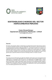 Sostenibilidad e ingreso del sector hidrocarburos peruano