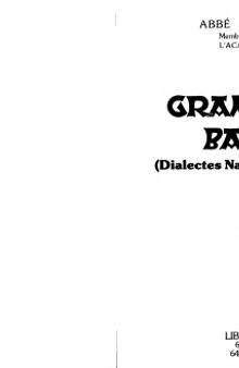 Grammaire Basque (Dialectes Navarro-Labourdins)