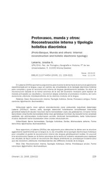 Protovasco, munda y otros: Reconstrucción interna y tipología holística diacrónica