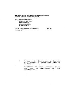Una propuesta de reforma monetaria para acabar con la hiperinflación (Perú, julio 1990)