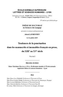 Tendances de la ponctuation dans les manuscrits et incunables français en prose, du XIIIe au XVe siècle