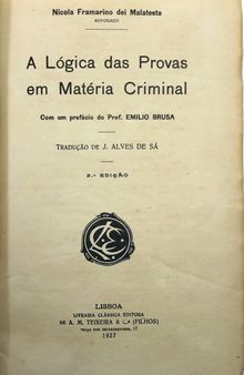 A lógica das provas em matéria criminal