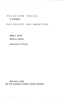 Solutions Manual for Electricity and Magnetism