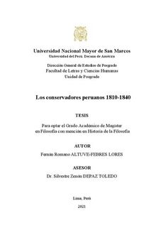 Los conservadores peruanos 1810-1840