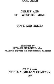 Christ and Western Mind; Love and Belief