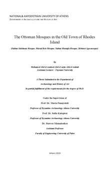 The Ottoman Mosques in the Old Town of Rhodes Island (PhD)