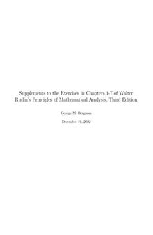 Supplements to the Exercises in Chapters 1–7 of Walter Rudin's Principles of Mathematical Analysis, Third Edition