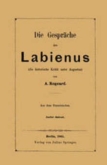 Die Gespräche des Labienus (die historische Kritik unter Augustus)