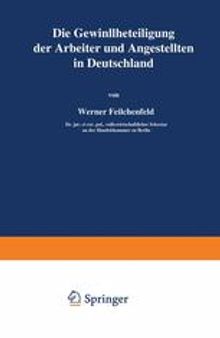 Die Gewinnbeteiligung der Arbeiter und Angestellten in Deutschland
