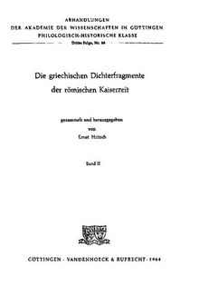 Die griechischen Dichterfragmente der römischen Kaiserzeit Bd. 2