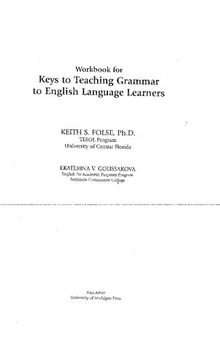Workbook for Keys to Teaching Grammar to English Language Learners (Properly Bookmarked)