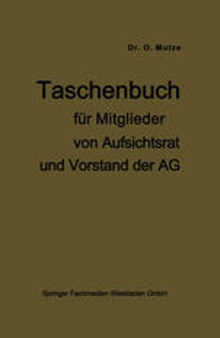 Taschenbuch für Mitglieder von Aufsichtsrat und Vorstand der AG