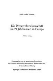 Die Privatrechtswissenschaft im 19. Jahrhundert in Europa