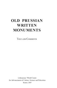 Old Prussian Written Monuments