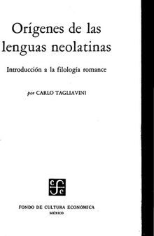 Orígenes de las lenguas neolatinas. Introducción a la filología romance