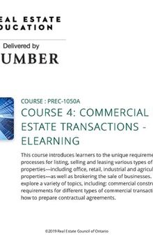 Course 4: Commercial Real Estate Transactions - Humber Real Estate Education
