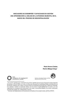 Indicadores de desempeño y capacidades de gestión: Una aproximación al análisis de la eficiencia municipal en el marco del proceso de descentralización (Perú)
