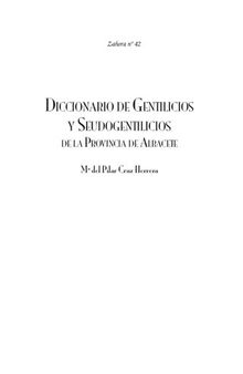 Diccionario de gentilicios y seudogentilicios de la provincia de Albacete