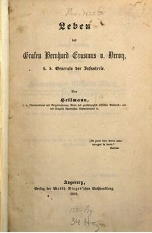 Leben des Grafen Bernhard Erasmus v. Deroy, k. b. Generals der Infanterie