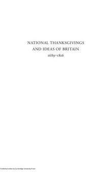 National Thanksgivings and Ideas of Britain, 1689-1816