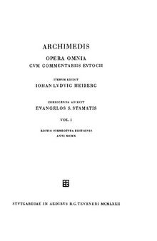Archimedis opera omnia cum commentariis Eutocii. V.1.