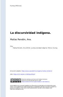 La discursividad indígena. Caminos de la palabra escrita