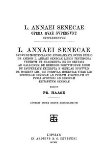 Annaei Senecae opera quae supersunt. Supplementum