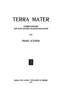 Terra mater. Untersuchungen zur altitalischen Religionsgeschichte