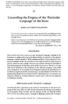Unravelling the Enigma of the ‘Particular Language’ of the Incas