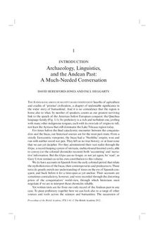 Introduction. Archaeology, Linguistics, and the Andean Past: A Much-Needed Conversation