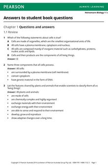 Heinemann Biology 1: VCE Units 1 & 2 - Solutions manual