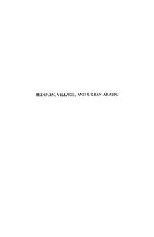 Bedouin, Village and Urban Arabic: An Ecolinguistic Study