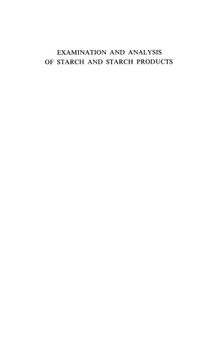 Examination and Analysis of Starch and Starch Products