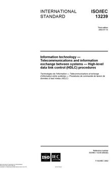 ISO/IEC 13239:2002 Information technology — Telecommunications and information exchange between systems — High-level data link control (HDLC) procedures