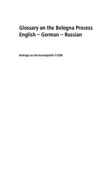 Glossary on the Bologna Process: English-German-Russian