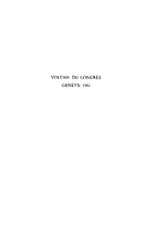 Congress Volume Genève 1965 (International Organization for the Study of the Old Testament)