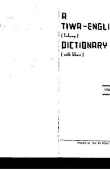 A Tiwa (Lalung)-English Dictionary