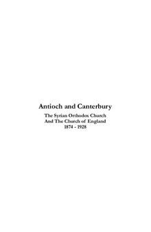 Antioch And Canterbury: The Syrian Orthodox Church And The Church Of England (1874 1928)