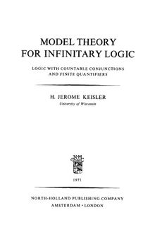 Model Theory for Infinitary Logic: Logic with Countable Conjunctions and Finite Quantifiers