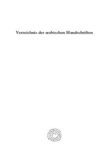 Verzeichnis der arabischen Handschriften (Vol 8) (Kiraz Historical Catalogues Archive) (English and German Edition)