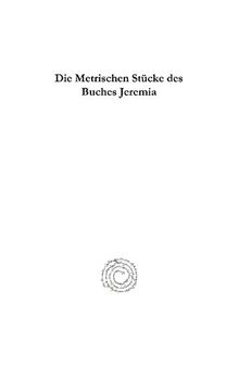 Die Metrischen Stücke des Buches Jeremia