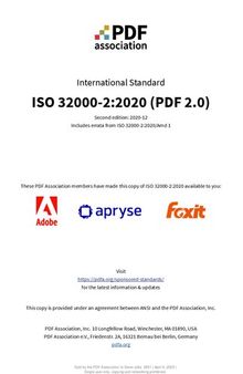 ISO 32000-2:2020 — Document management - Portable document format - Part 2: PDF 2.0 (sponsored)