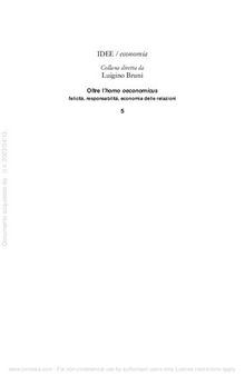 Oltre l'homo oeconomicus. Felicità, responsabilità, economia delle relazioni