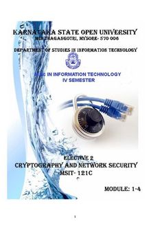 MSIT-121C (Elective 2): Cryptography and Network Security